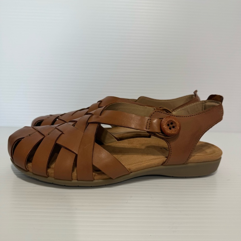 Earth Belita Brown Leather Fisherman Sandals Size 8 1/2 - Picture 5 of 16